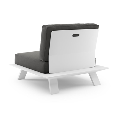 Cesano loungestoel 1-zit in wit aluminium met natte charcoal chine all weather sunbrella® luxe kussen