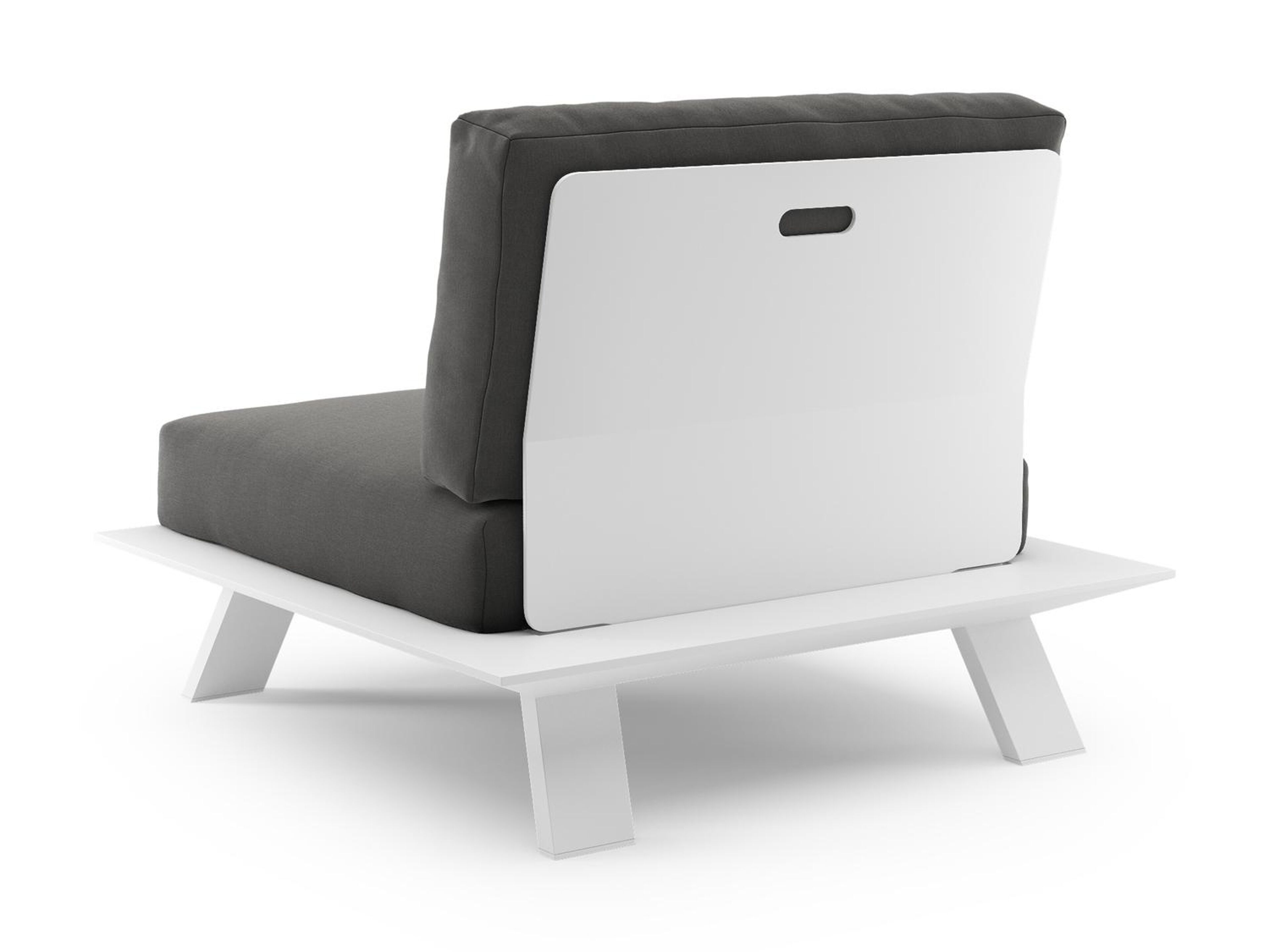 Cesano loungestoel 1-zit in wit aluminium met natte charcoal chine all weather sunbrella® luxe kussen