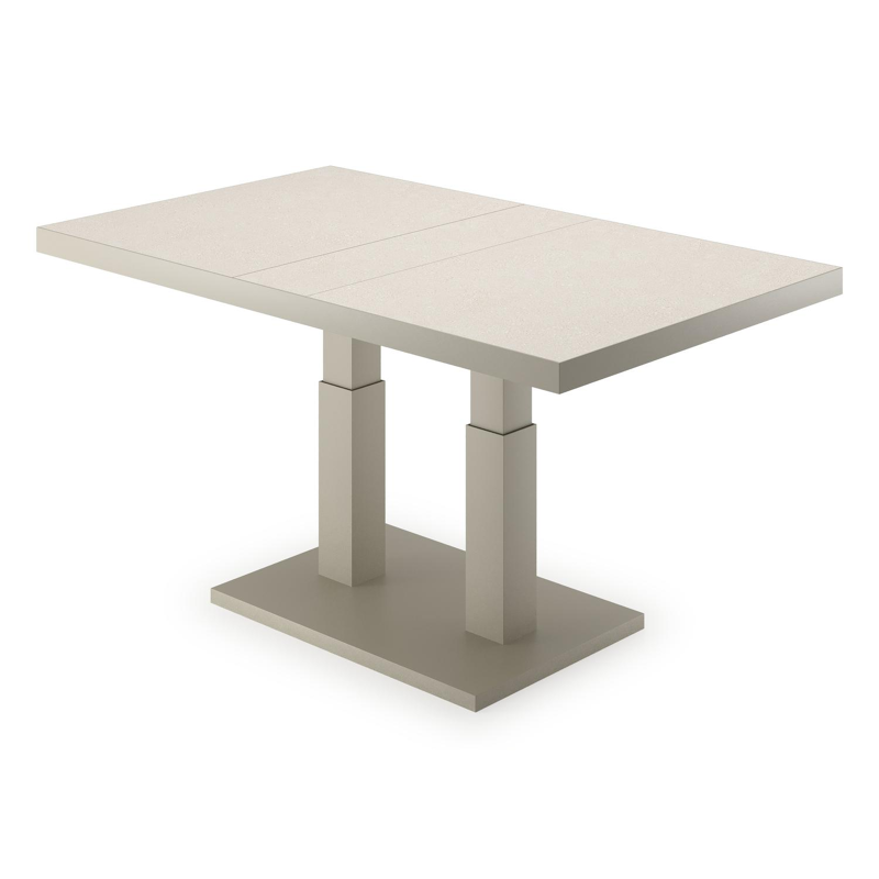 Table de basse Veneto en beige aluminium et sintered stone crema minerale - Lg. 140 x Lrg. 85 x Haut. 49/72 cm