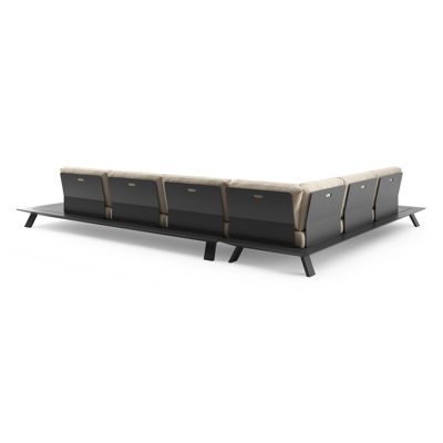 Salon de jardin d'angle Cesano en aluminium noir et coussin en all weather Cosytica althea chalk