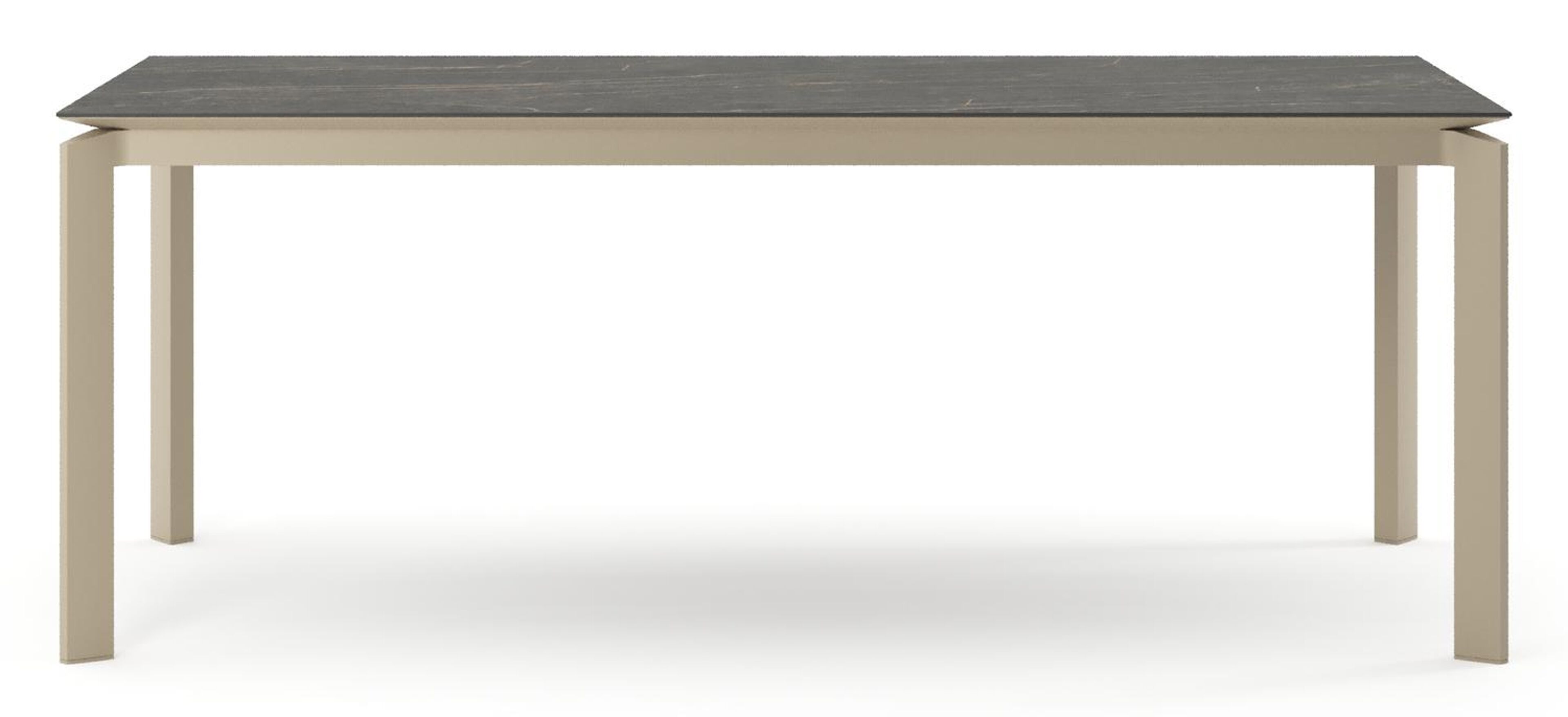 Cirello tuintafel rechthoekig in beige aluminium en volkeramiek Black Obsession - L 200 x B 100 x H 75 cm