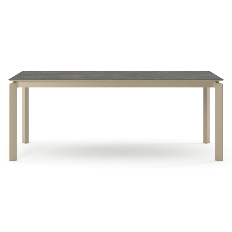 Cirello tuintafel rechthoekig in beige aluminium en volkeramiek Black Obsession - L 200 x B 100 x H 74.5 cm