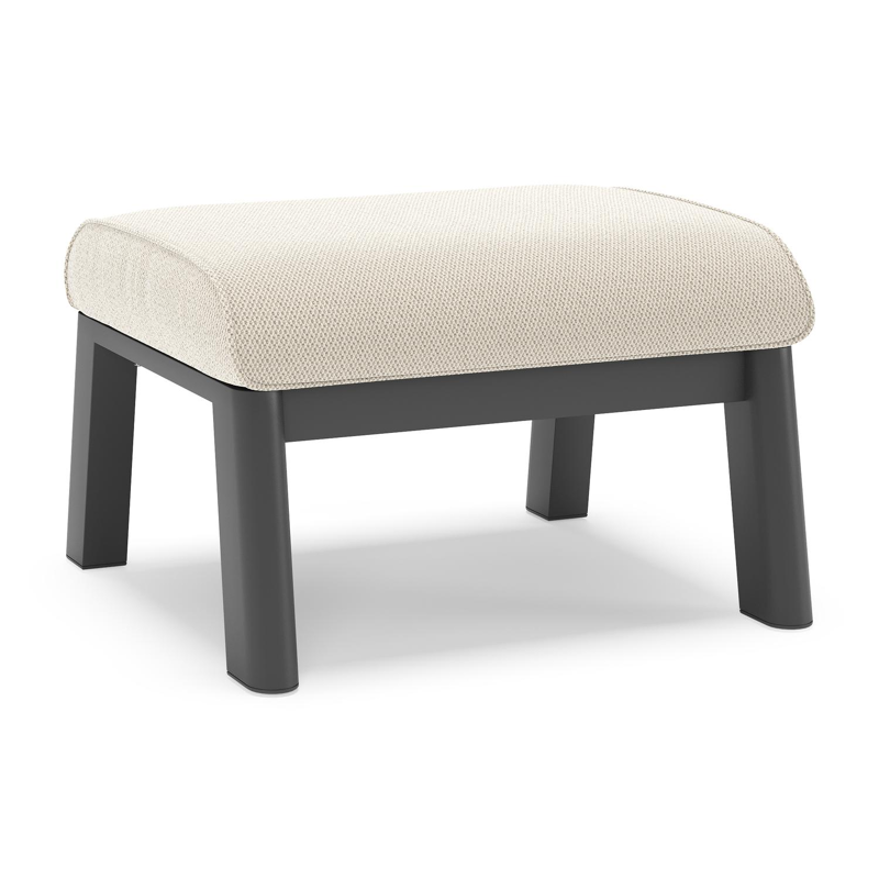 Cirello poef in zwart aluminium met lopi marble all weather sunbrella® luxe kussen