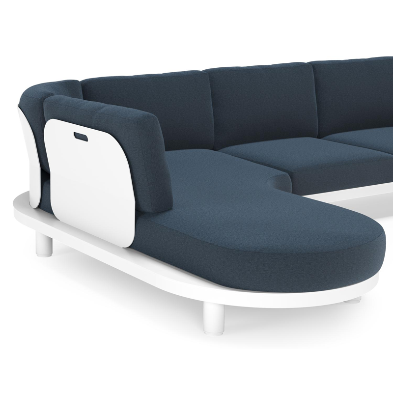 Donato loungehoek in wit aluminium met all weather sunbrella® luxe Heritage Indigo kussen