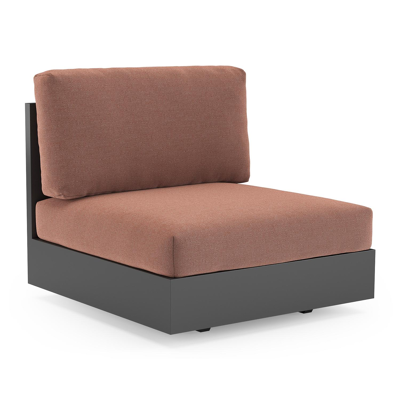 Fauteuil de jardin Como en aluminium noir et coussins en all weather sunbrella® luxe savane rust