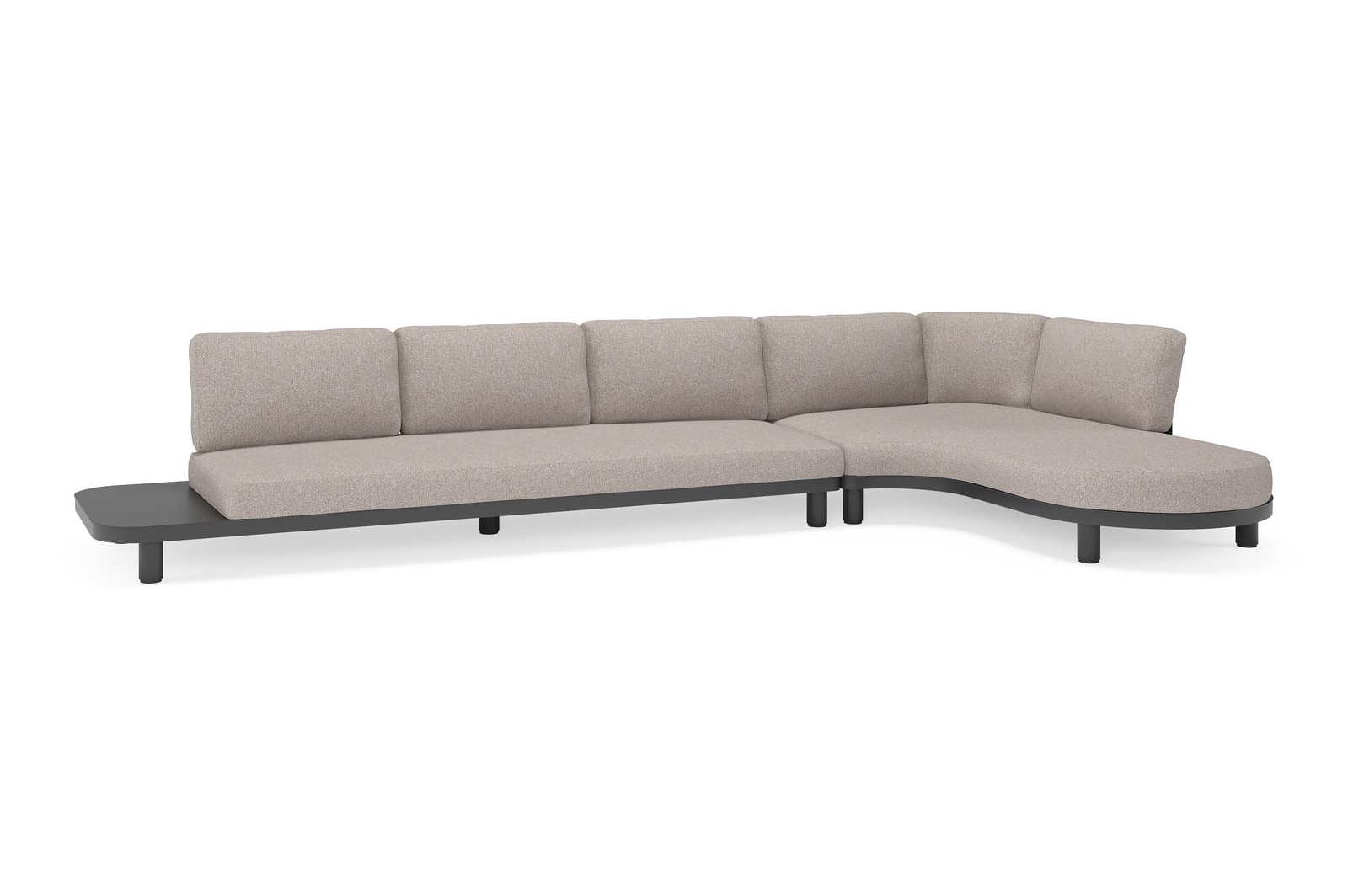 Donato loungehoek in zwart aluminium met all weather sunbrella® luxe Tundra Charcoal kussen