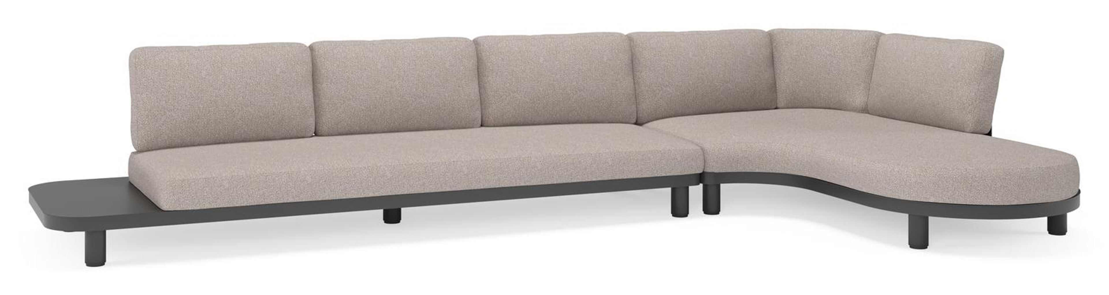 Salon de jardin d'angle Donato en aluminium noir et coussins en all weather sunbrella® luxe Tundra Charcoal