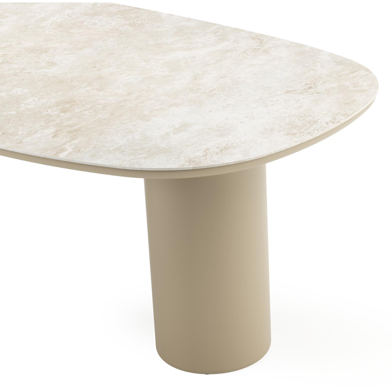 Amico tuintafel bombo in beige aluminium en volkeramiek Rapolano - L 210 x B 110 x H 73.5 cm