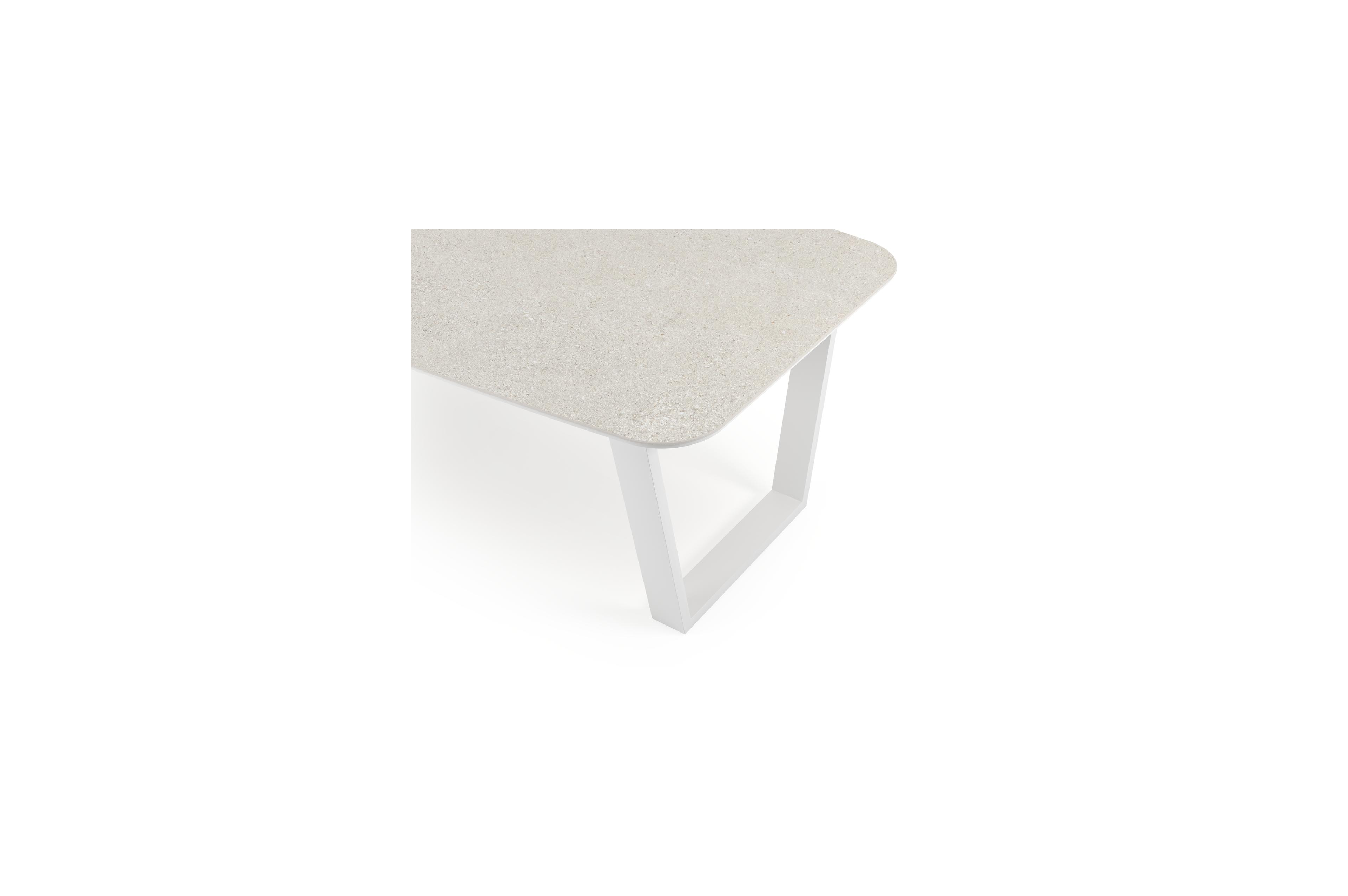 Pagino tuintafel in wit aluminium en volkeramiek shilin - L 255 x B 115 x H 74 cm