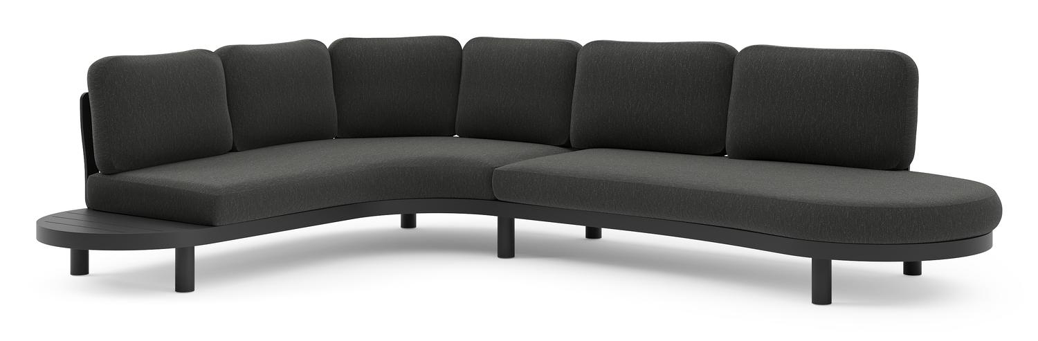 Palma loungehoek in zwart aluminium met sky black weather+ softtouch kussen