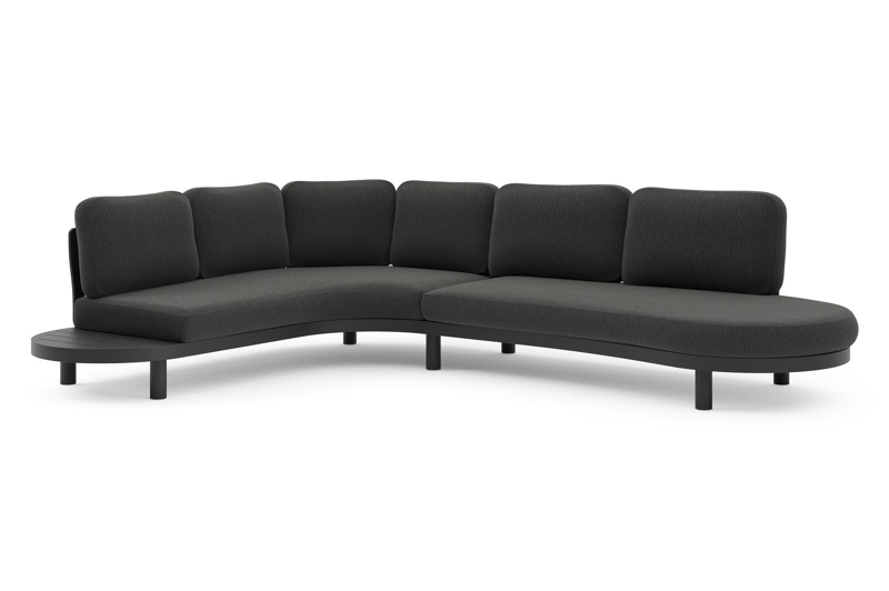 Palma loungehoek in zwart aluminium met sky black weather+ softtouch kussen