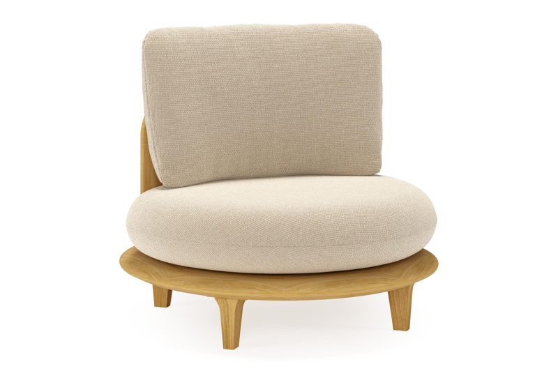 Bomero loungestoel in teak met althea chalk all weather cosytica kussen