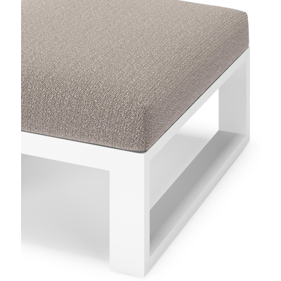 Verato poef in wit aluminium met wander granite all weather sunbrella® luxe kussen