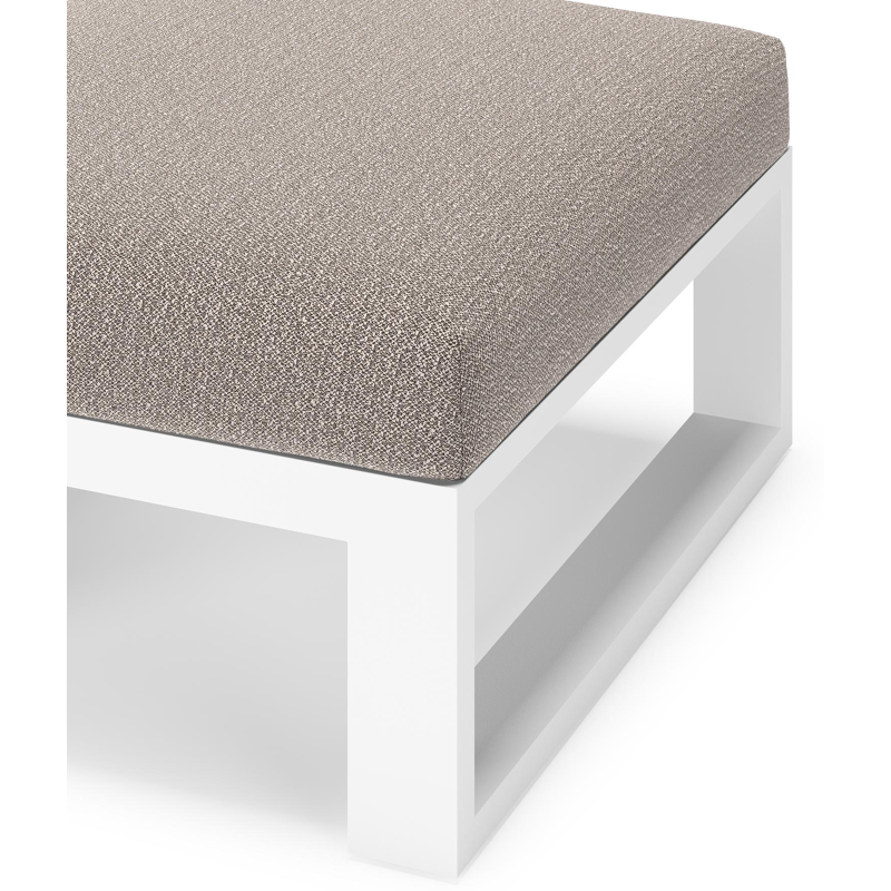 Verato poef in wit aluminium met wander granite all weather sunbrella® luxe kussen