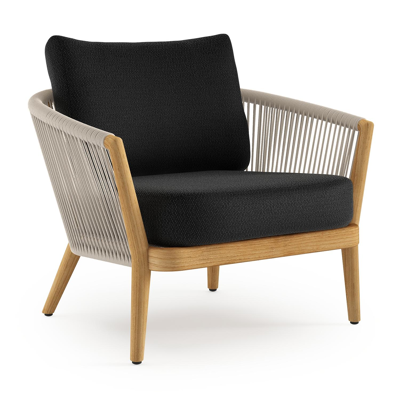 Fauteuil de jardin Orso en tecken corde ronde tissée verticalement beige et coussins en all weather sunbrella® luxe Lopi Baribal