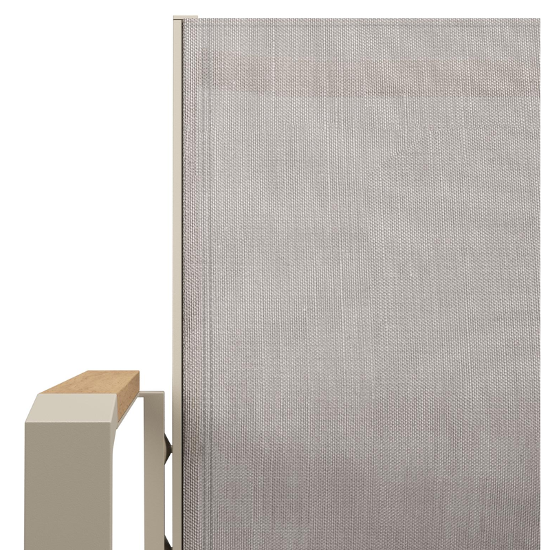 Ensemble de jardin Alora en aluminium beige et polywood avec 6 chaises de jardin empilable Bahia