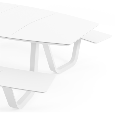 Forno picknicktafel bootvorm in wit aluminium - L 240 x B 181 x H 72 cm