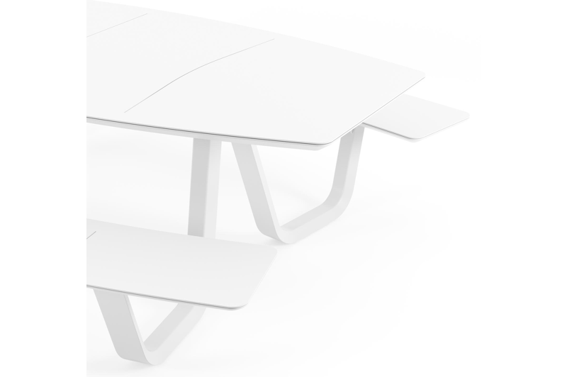 Forno picknicktafel bootvorm in wit aluminium - L 240 x B 181 x H 72 cm