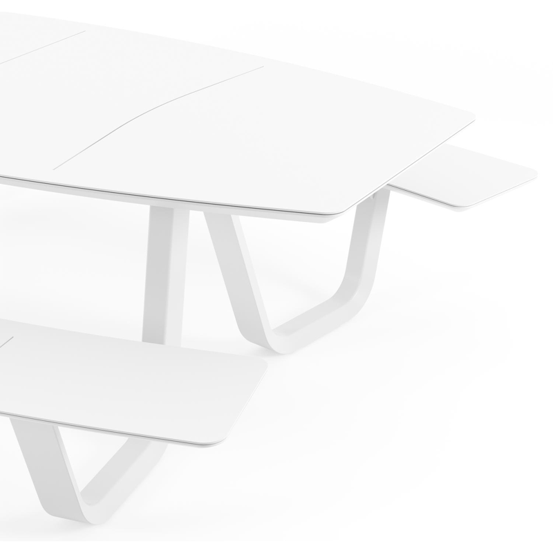 Table de pique-nique Forno forme de bateau en aluminium blanc - Lg. 240 x Lrg. 181 x Haut. 72 cm
