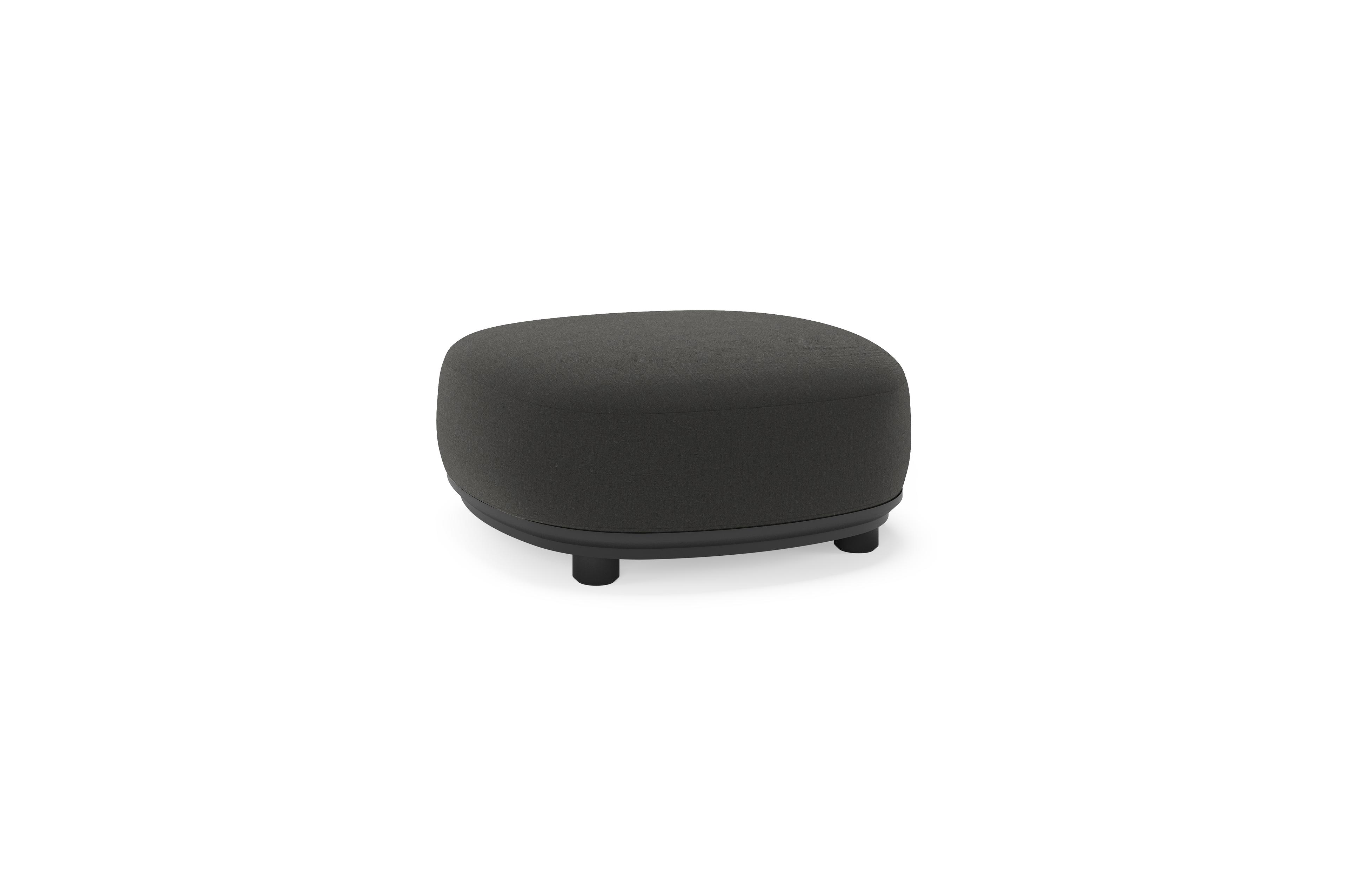 Pouf  Vadelo en aluminium noir et coussin en all weather sunbrella® luxe natte sooty