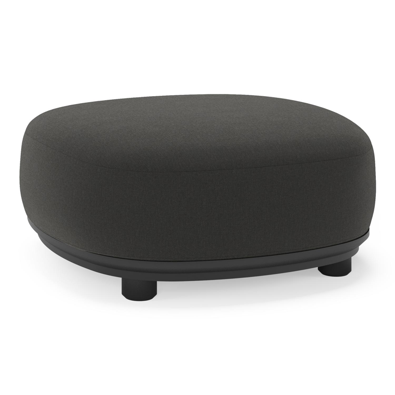 Pouf  Vadelo en aluminium noir et coussin en all weather sunbrella® luxe natte sooty