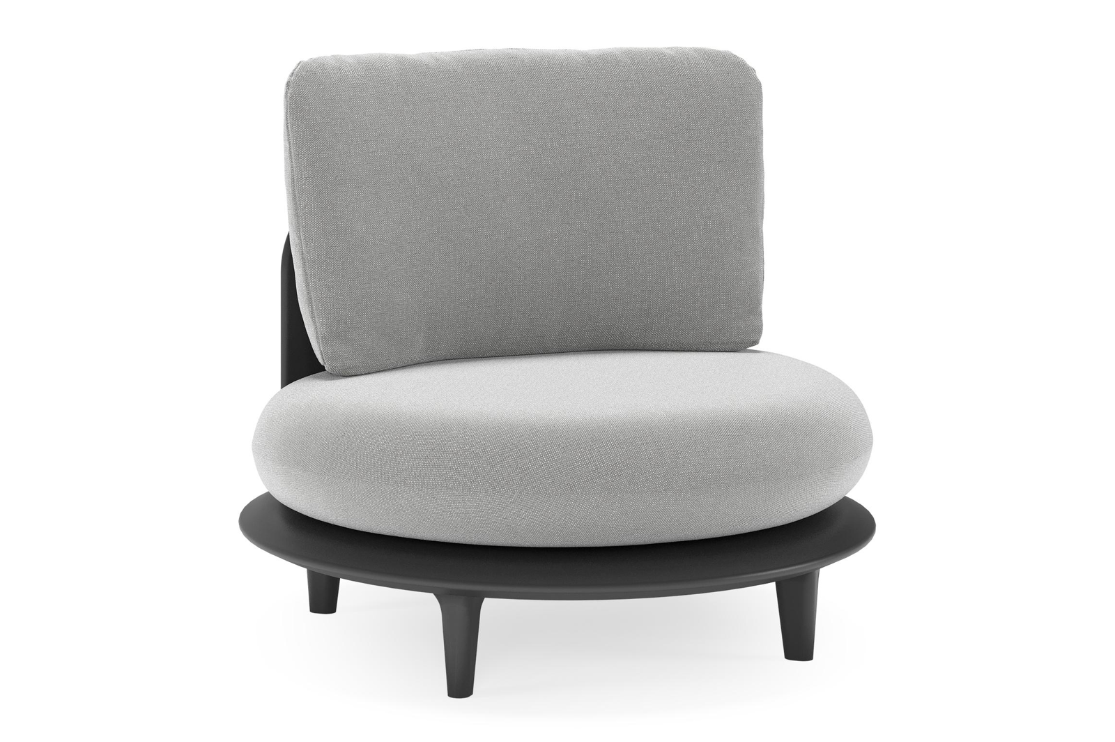 Bomero loungestoel in zwart aluminium met savane grey all weather sunbrella® luxe kussen