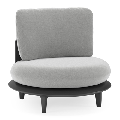 Bomero loungestoel in zwart aluminium met savane grey all weather sunbrella® luxe kussen