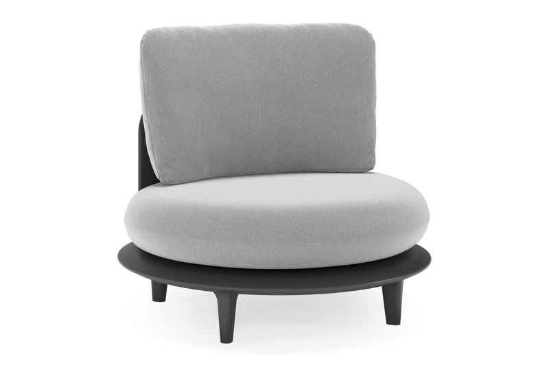 Bomero loungestoel in zwart aluminium met savane grey all weather sunbrella® luxe kussen