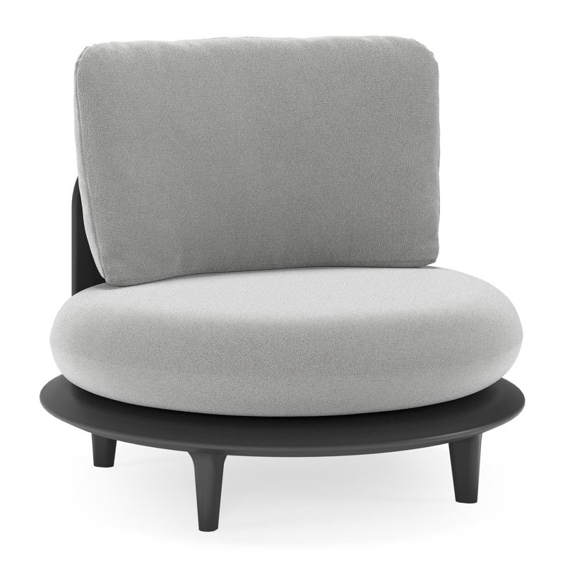 Bomero loungestoel in zwart aluminium met savane grey all weather sunbrella® luxe kussen