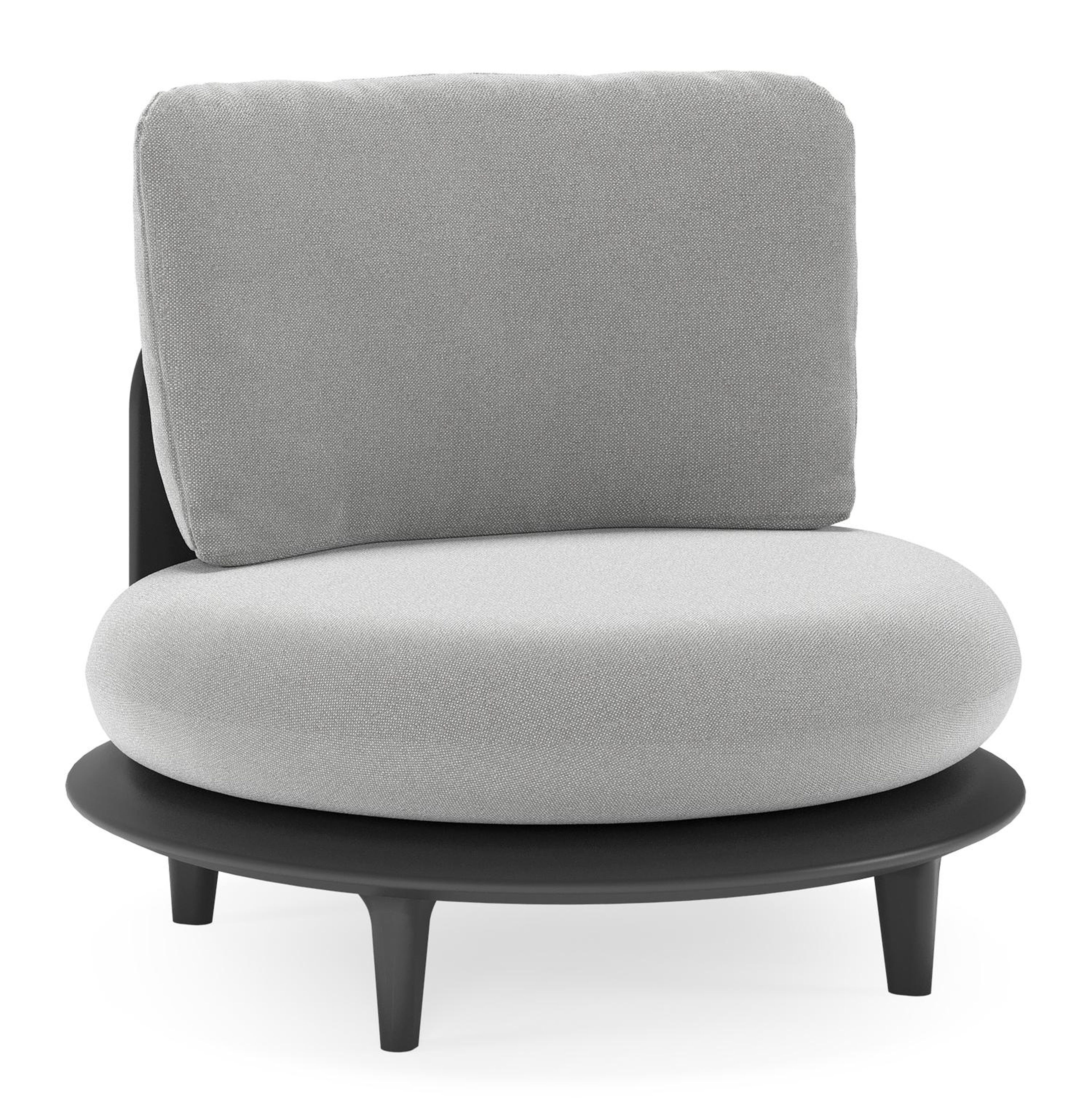 Bomero loungestoel in zwart aluminium met savane grey all weather sunbrella® luxe kussen