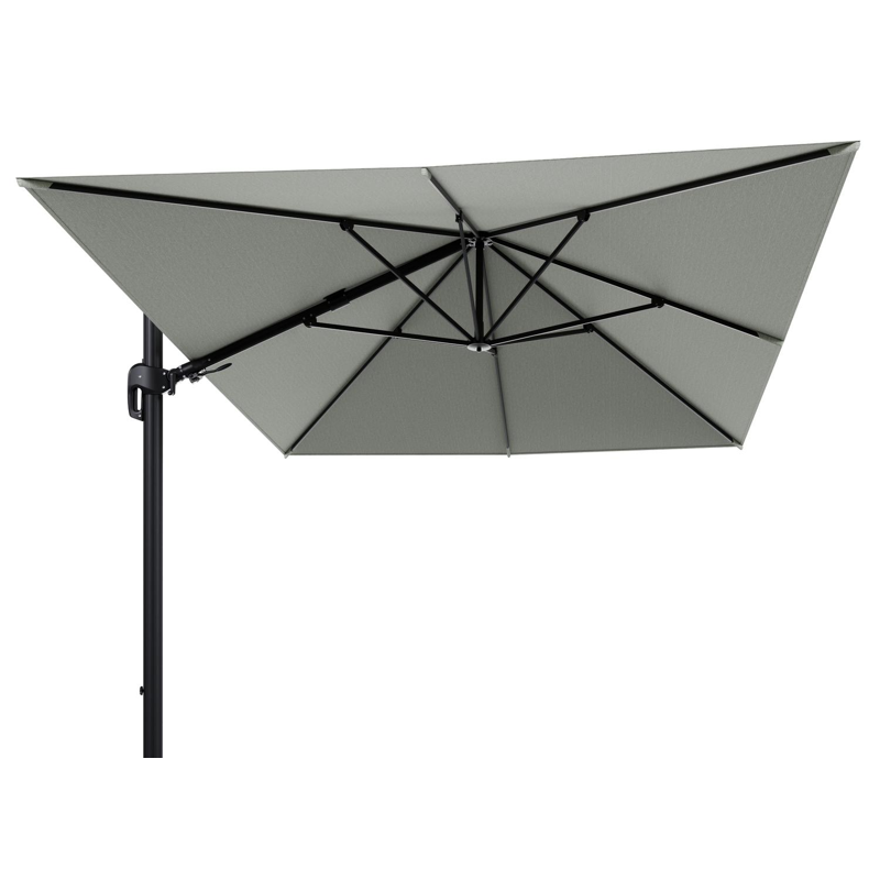 Rufina zweefparasol tiltfunctie in zwart aluminium en parasoldoek in All Weather Sunbrella® Luxe Slow Spirea - L1 400 x L2 300 cm (zonder voet) (zonder voet)