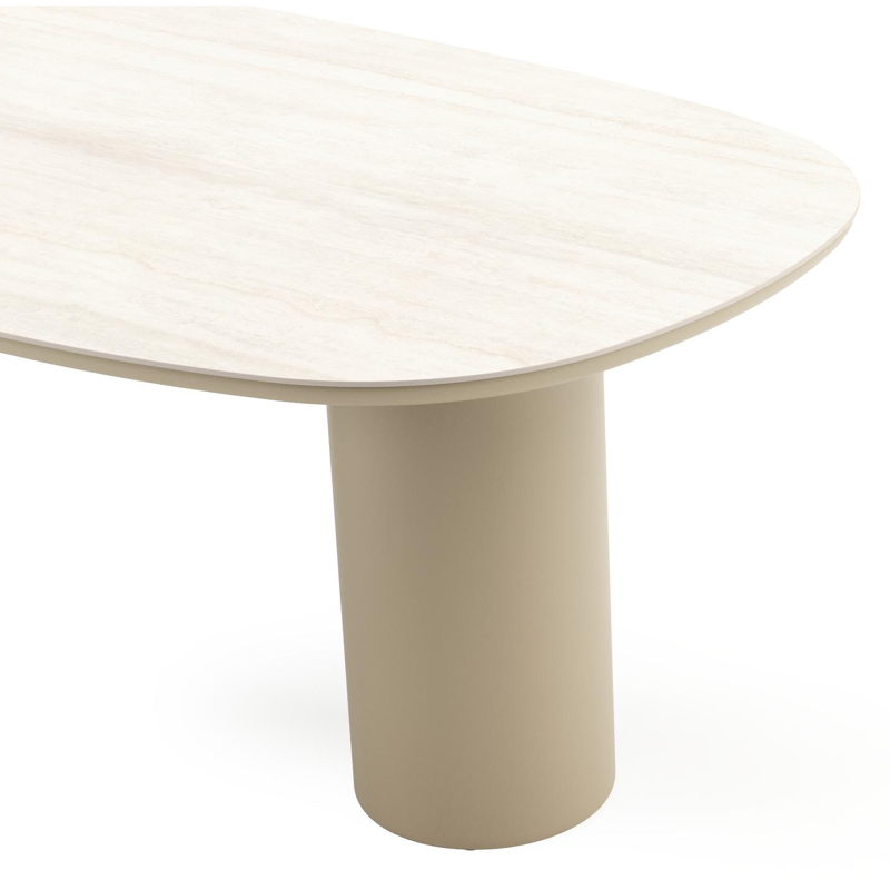Amico tuintafel bombo in beige aluminium en volkeramiek Travertino Bianco - L 210 x B 110 x H 73.5 cm