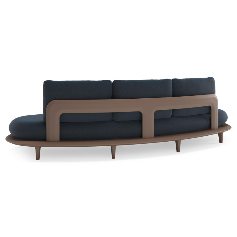 Bomero loungeset in taupe aluminium met heritage indigo all weather sunbrella® luxe kussen