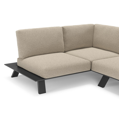 Cesano loungehoek in zwart aluminium met catania beige all weather Cosytica kussen