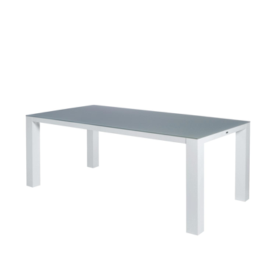 Nano tuintafel in wit aluminium met tafelblad in glas - L 200 x B 100 cm