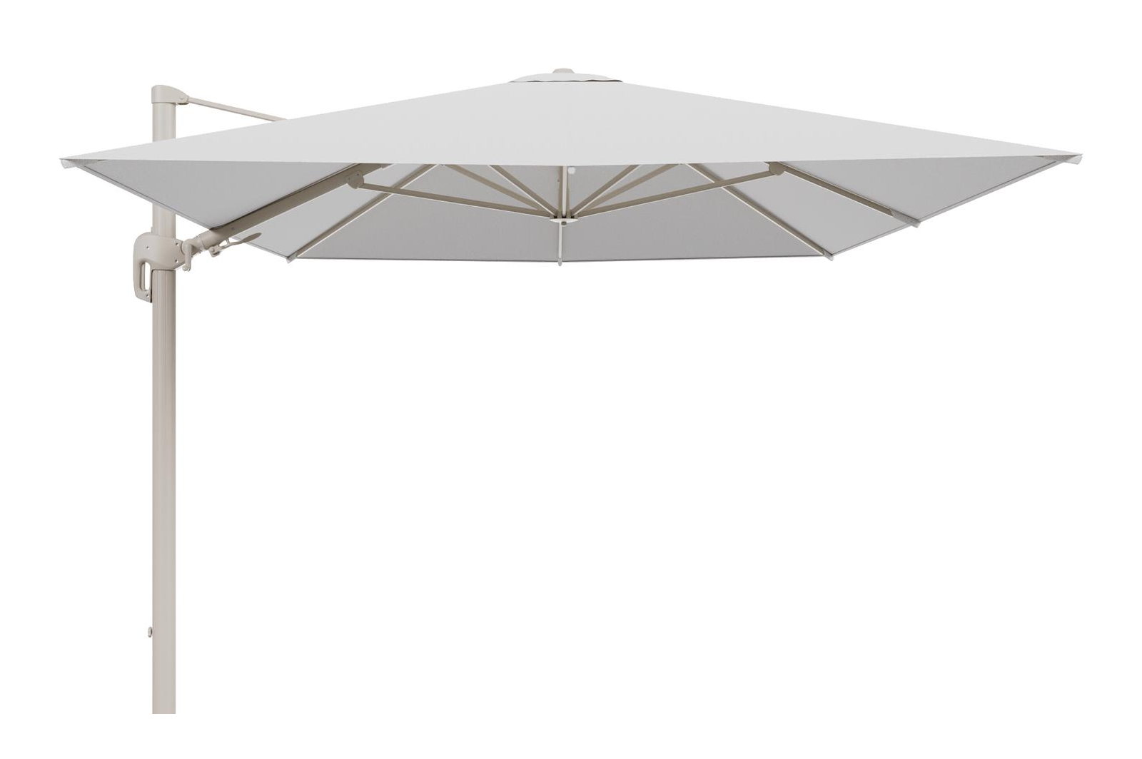 Parasol pendant Rufina avec fonction tilt en aluminium beige et toile de parasol en All Weather Solica Ego Birch  - Lg.1 400 x Lg.2 300 cm (sans pied de parasol