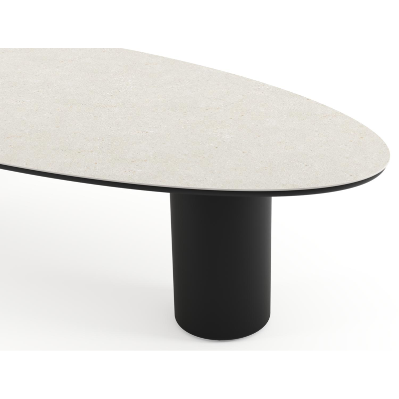 Amico tuintafel ovaal in zwart aluminium en volkeramiek Shilin - L 320 x B 130 x H 73.5 cm