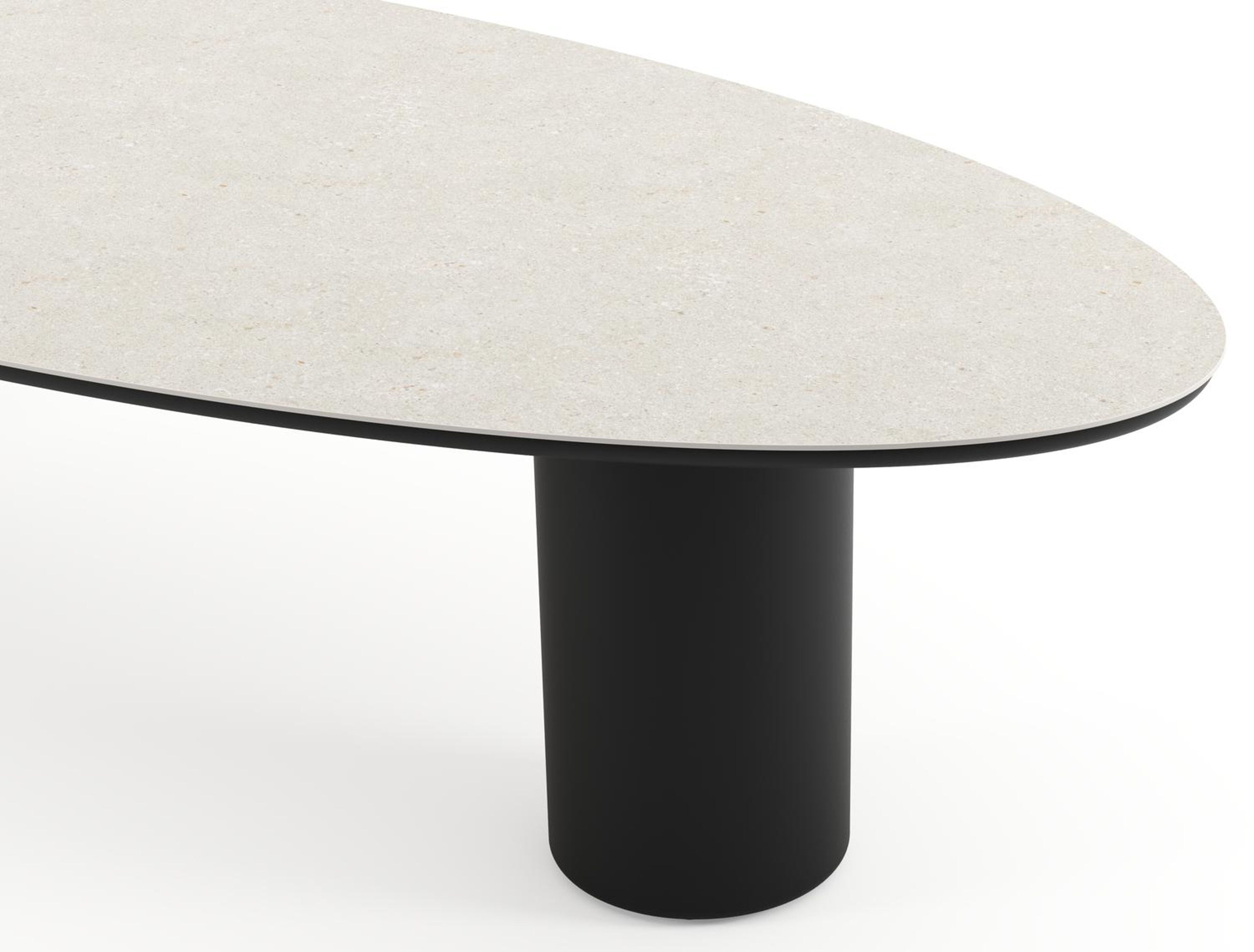 Table de jardin Amico oval en aluminium noir et céramique pleine Shilin - Lg. 320 x Lrg. 130 x Haut. 74 cm