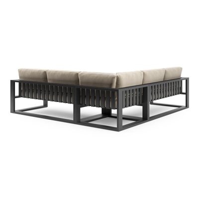 Verato loungehoek in zwart aluminium met althea chalk all weather cosytica kussen