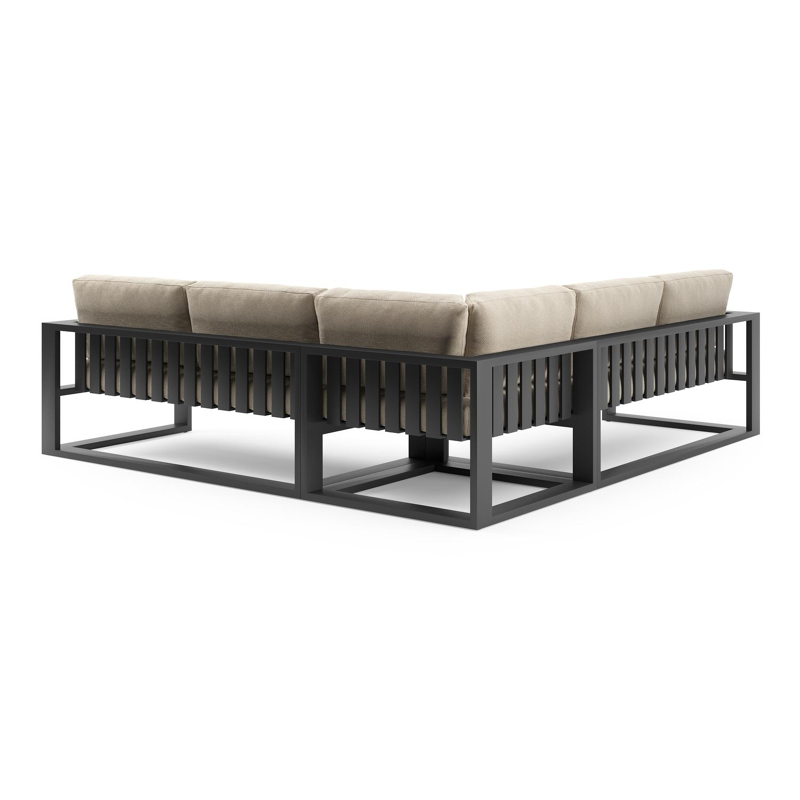 Verato loungehoek in zwart aluminium met althea chalk all weather cosytica kussen