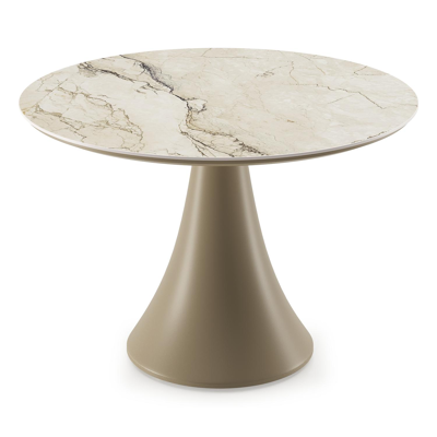 Fano low dining loungetafel rond in beige aluminium en volkeramiek Colorado Dunes - Dia. 85 x H 55 cm
