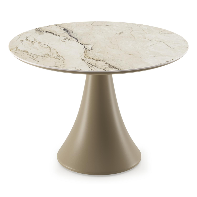 Fano low dining loungetafel rond in beige aluminium en volkeramiek Colorado Dunes - Dia. 85 x - Dia. 85 x H 75 cm