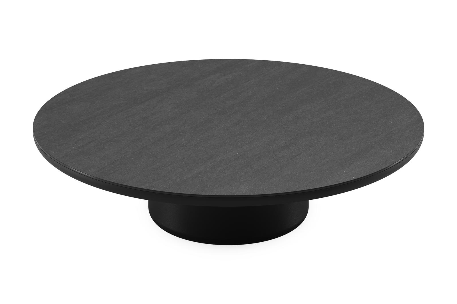 Amico loungetafel rond in zwart aluminium en volkeramiek Basalt Black - Dia. 110 x H 28 cm