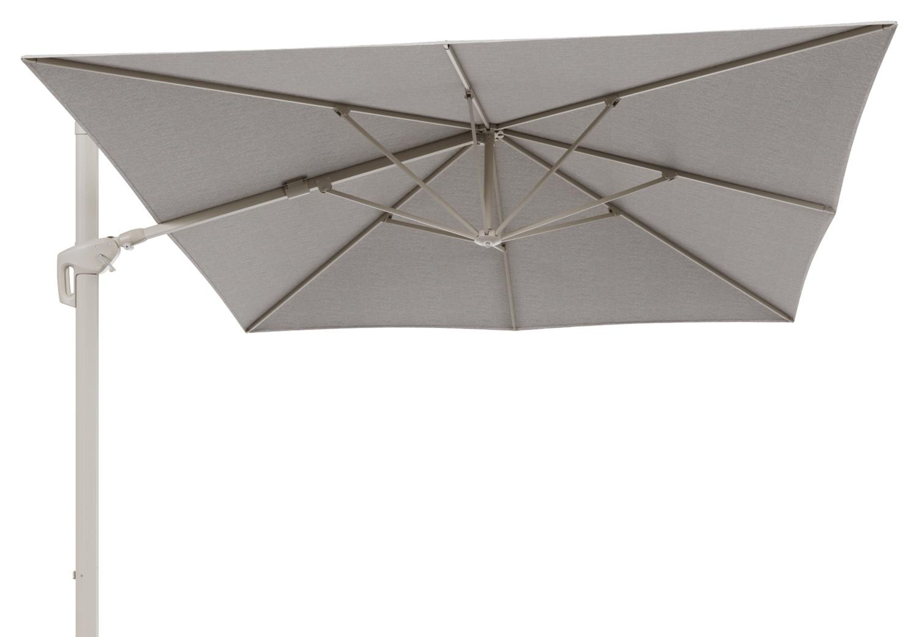 Minore zweefparasol met tiltfunctie in beige aluminium en Tundra Sand All Weather Sunbrella® Luxe parasoldoek - L1 350 x L2 350 cm (zonder voet)
