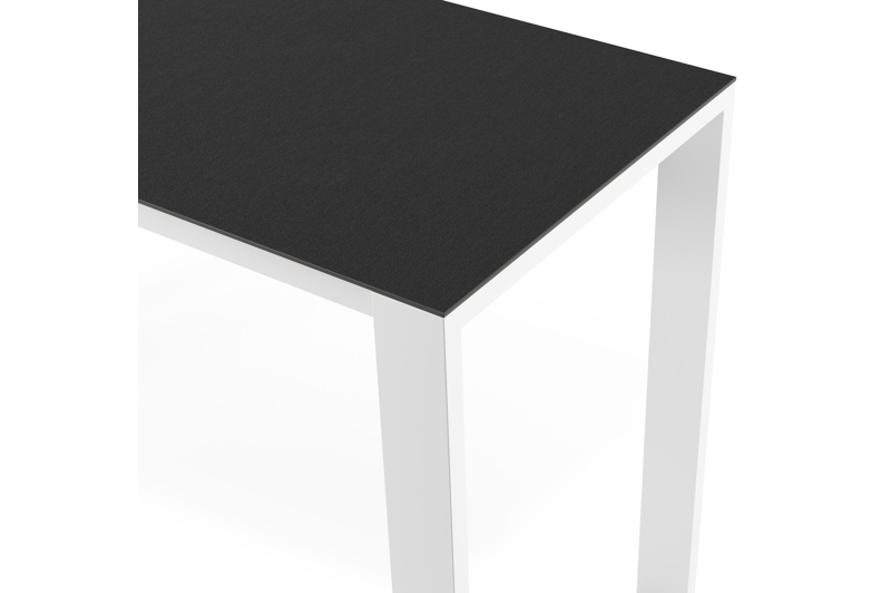 Table de bar Verato en aluminium blanc et céramique pleine Nero Black - Lg. 170 x Lrg. 70 x Haut. 105 cm