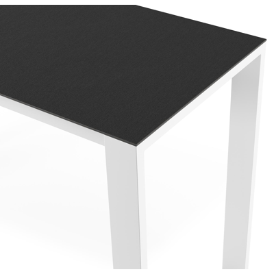 Table de bar Verato en aluminium blanc et céramique pleine Nero Black - Lg. 170 x Lrg. 70 x Haut. 105 cm