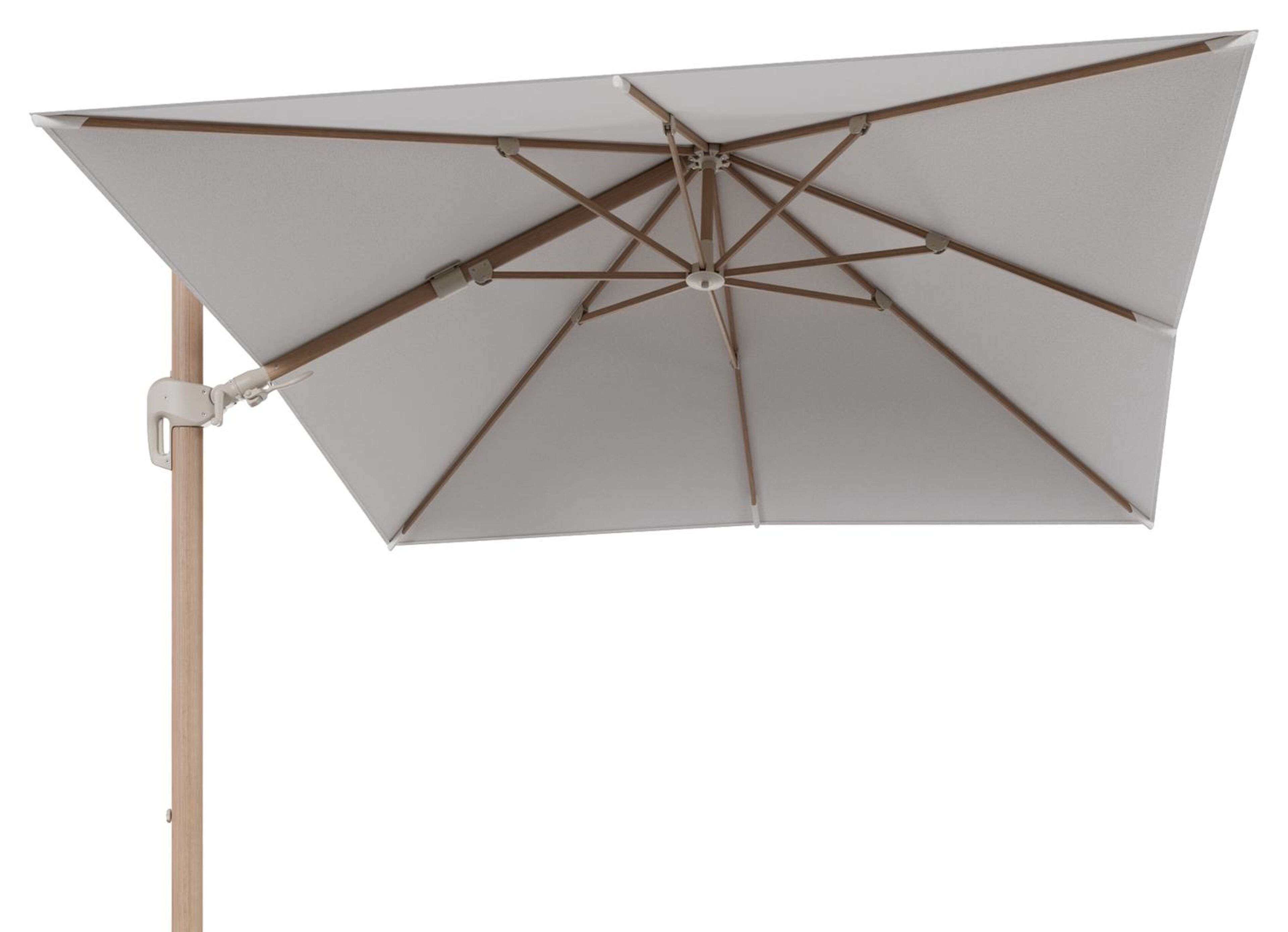 Rufina zweefparasol tiltfunctie in houtlook aluminium en parasoldoek in All Weather Solica Soul Optik  - L1 300 x L2 300 cm (zonder voet) (zonder voet)