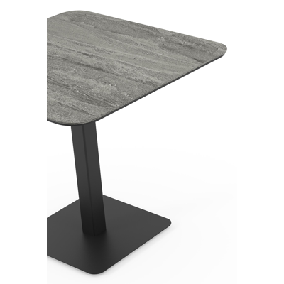 Fano kantelbare tuintafel vierkant afgerond in zwart aluminium en volkeramiek aspen grey - L 80 x B 80 x H 72.5 cm