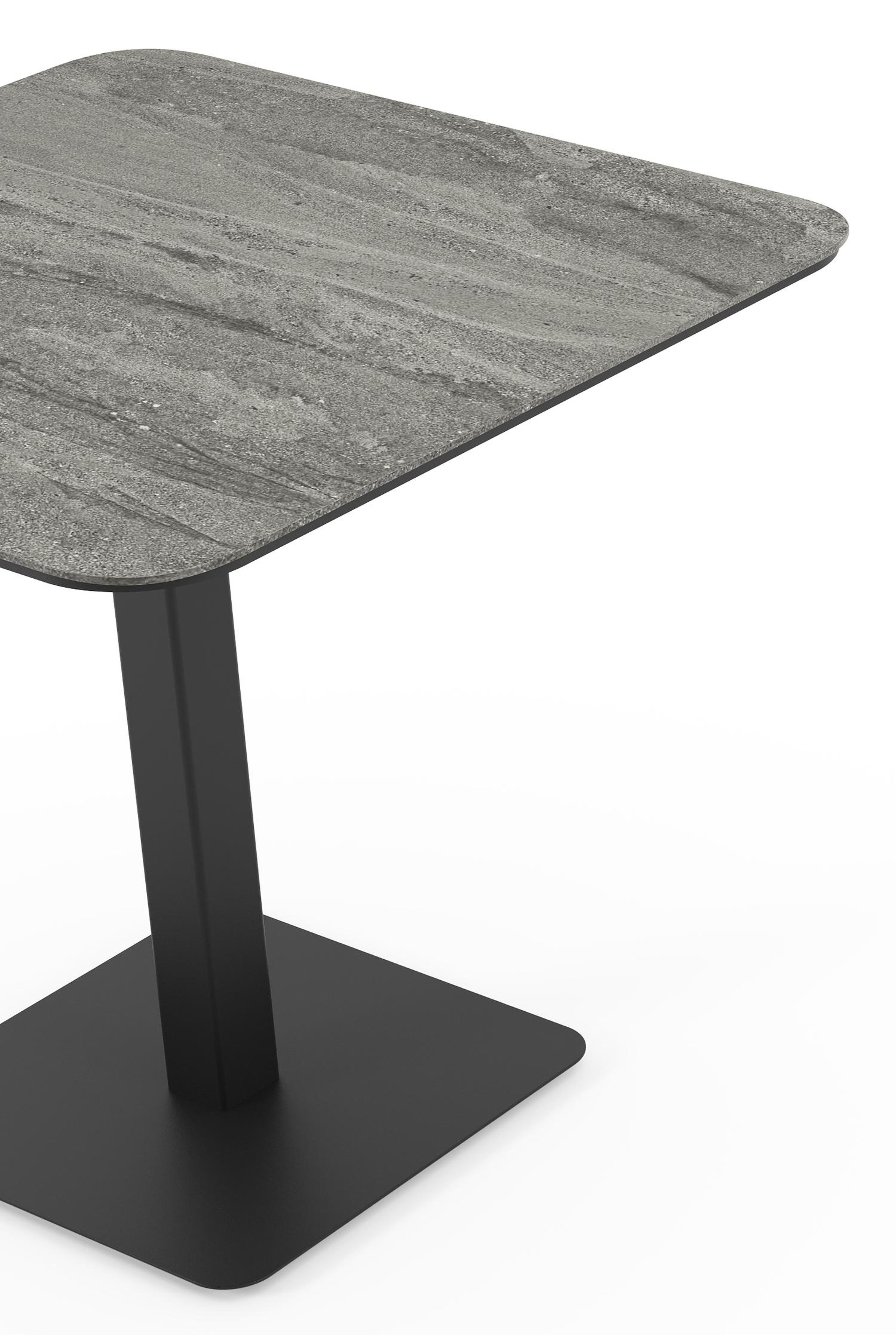 Fano kantelbare tuintafel vierkant afgerond in zwart aluminium en volkeramiek aspen grey - L 80 x B 80 x H 73 cm