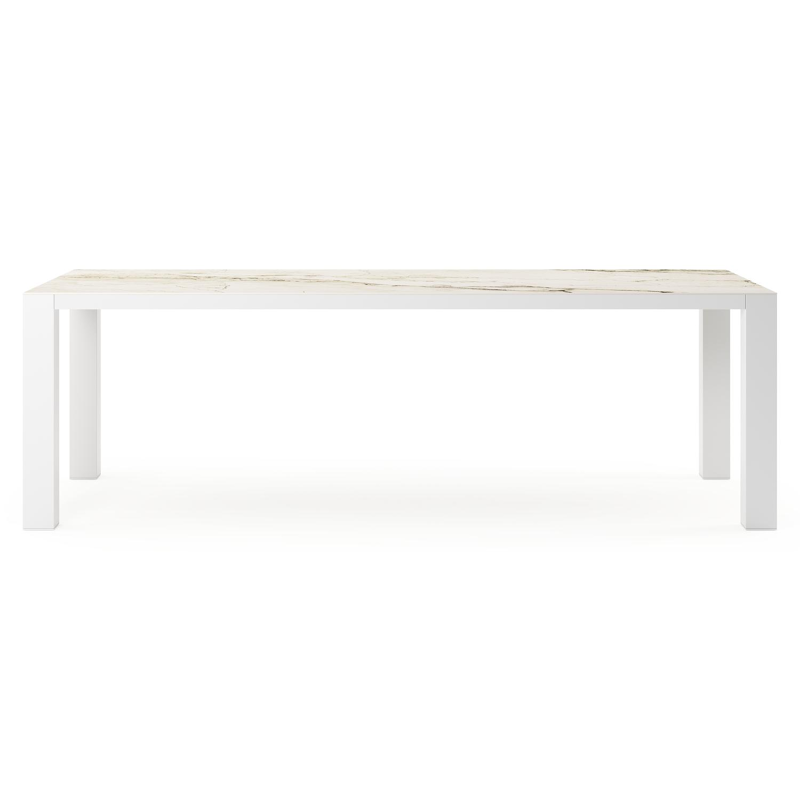 Nano tuintafel rechthoekig in wit aluminium en volkeramiek colorado dunes - L 240 x B 100 x H 75 cm